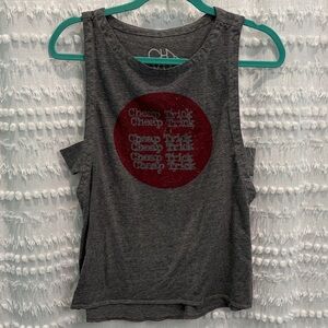 Chaser Gray and Red Graphic Muscle Tee